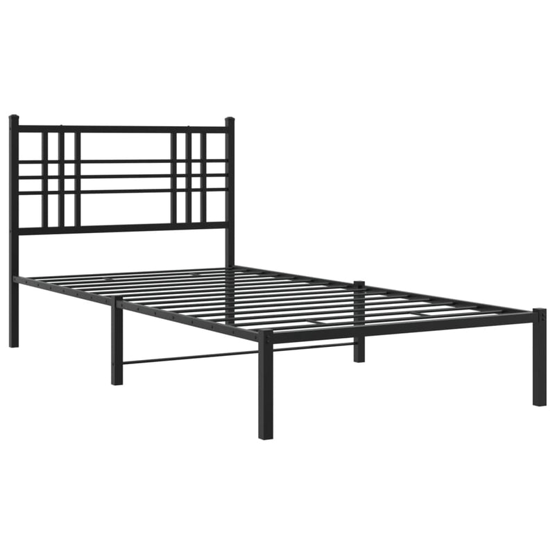 Metal Bed Frame with Headboard Black 106x203 cm King Single Size