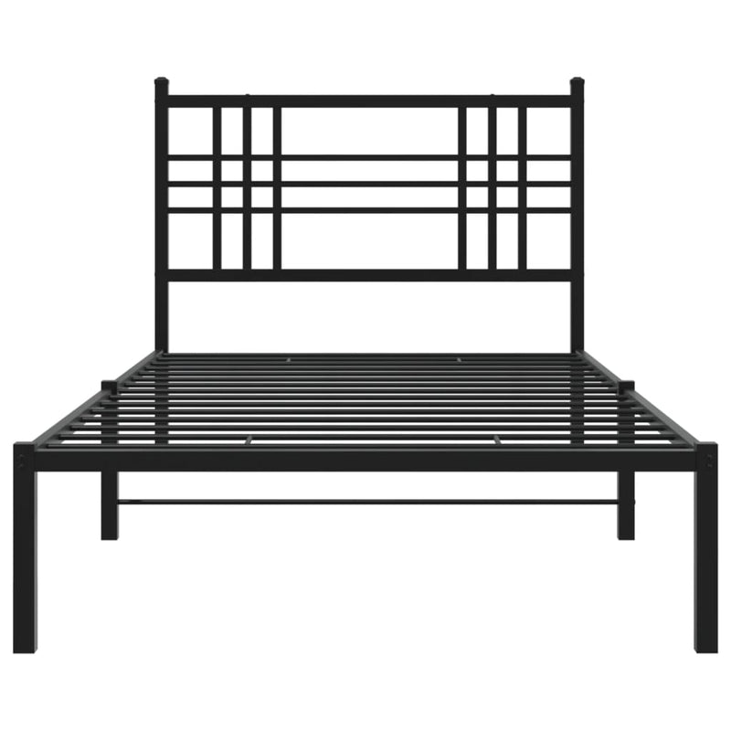 Metal Bed Frame with Headboard Black 106x203 cm King Single Size