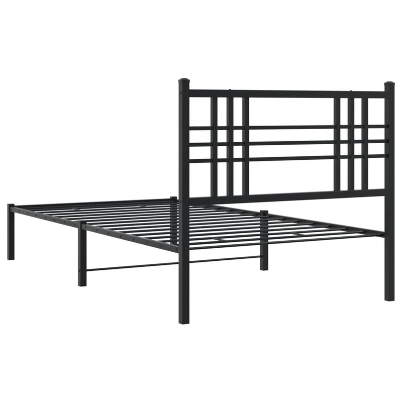 Metal Bed Frame with Headboard Black 106x203 cm King Single Size