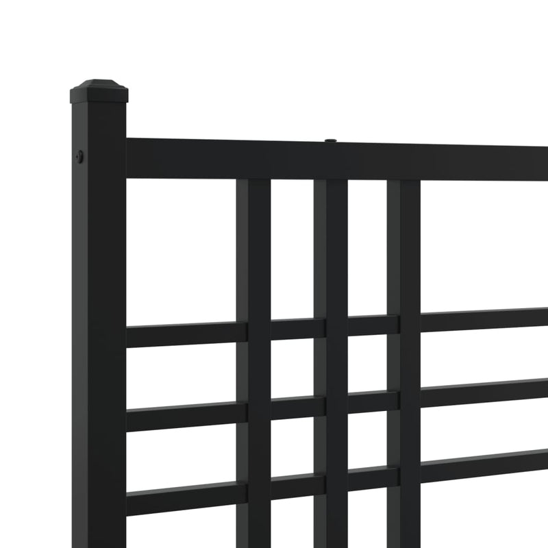 Metal Bed Frame with Headboard Black 106x203 cm King Single Size