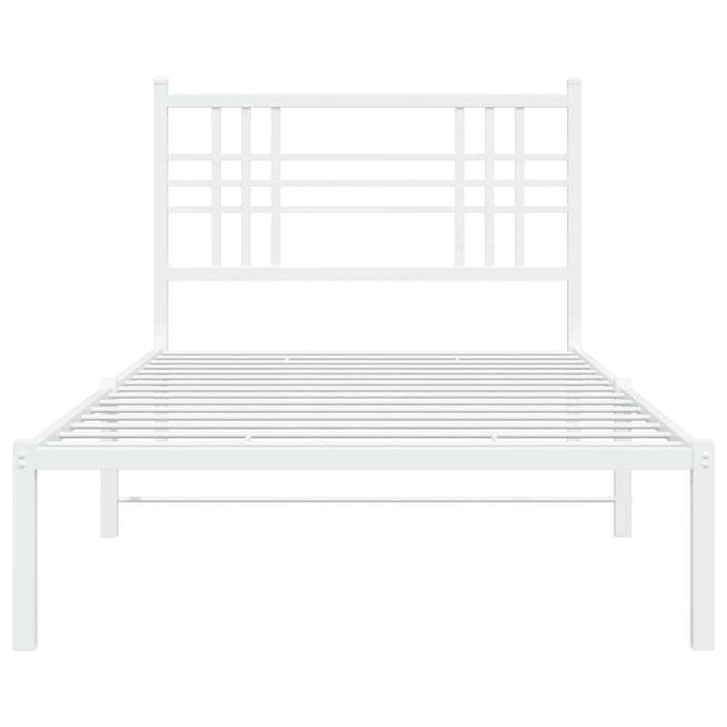 Metal Bed Frame with Headboard White 90x190 cm