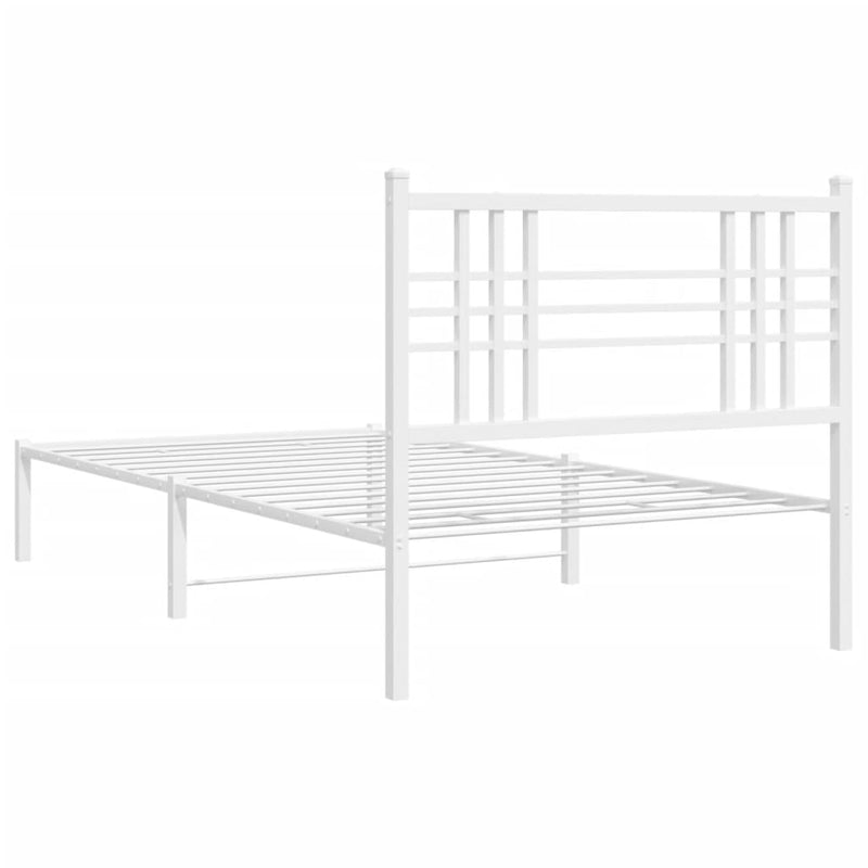 Metal Bed Frame with Headboard White 90x190 cm