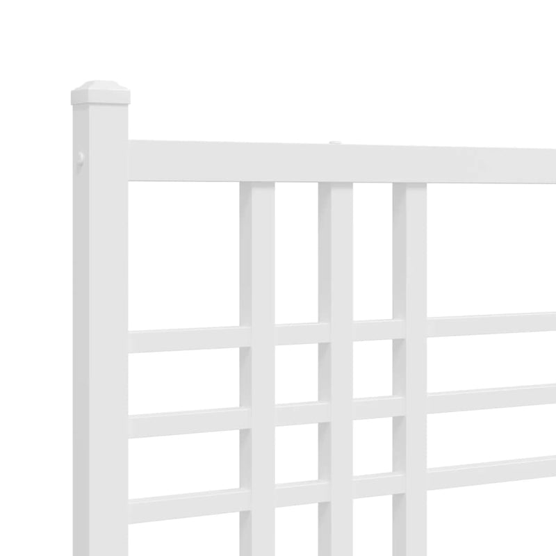 Metal Bed Frame with Headboard White 90x190 cm