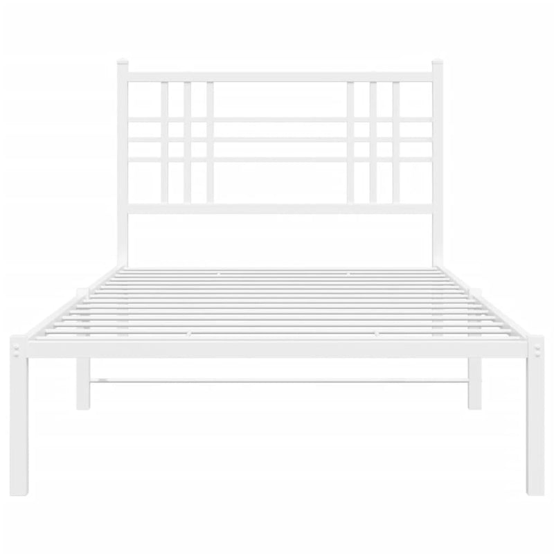 Metal Bed Frame with Headboard White 106x203 cm King Single Size