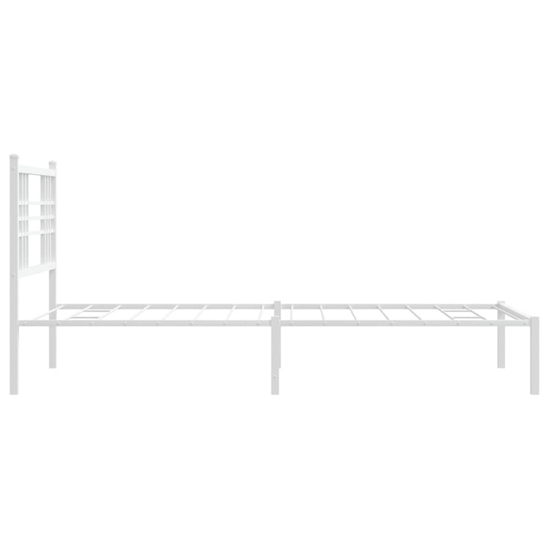 Metal Bed Frame with Headboard White 106x203 cm King Single Size