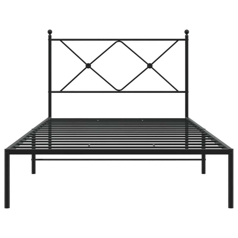 Metal Bed Frame with Headboard Black 106x203 cm King Single Size