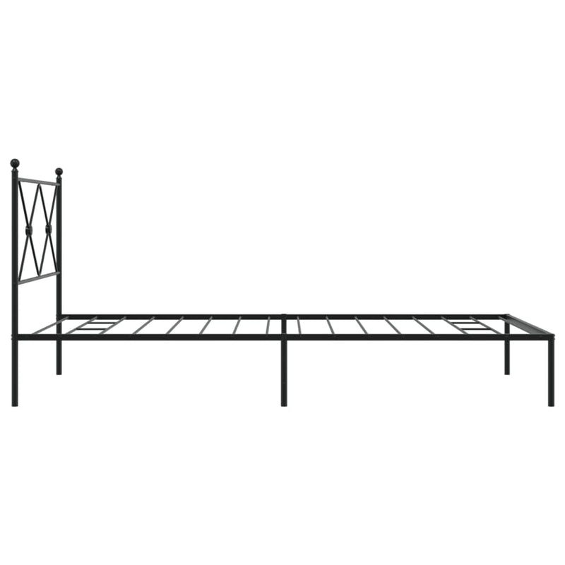 Metal Bed Frame with Headboard Black 106x203 cm King Single Size