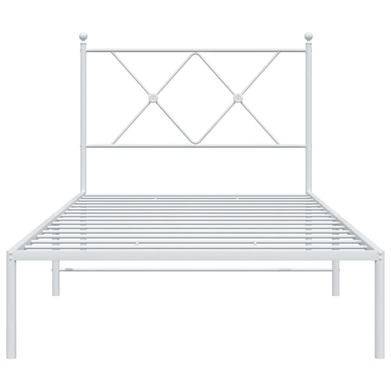 Metal Bed Frame with Headboard White 90x190 cm