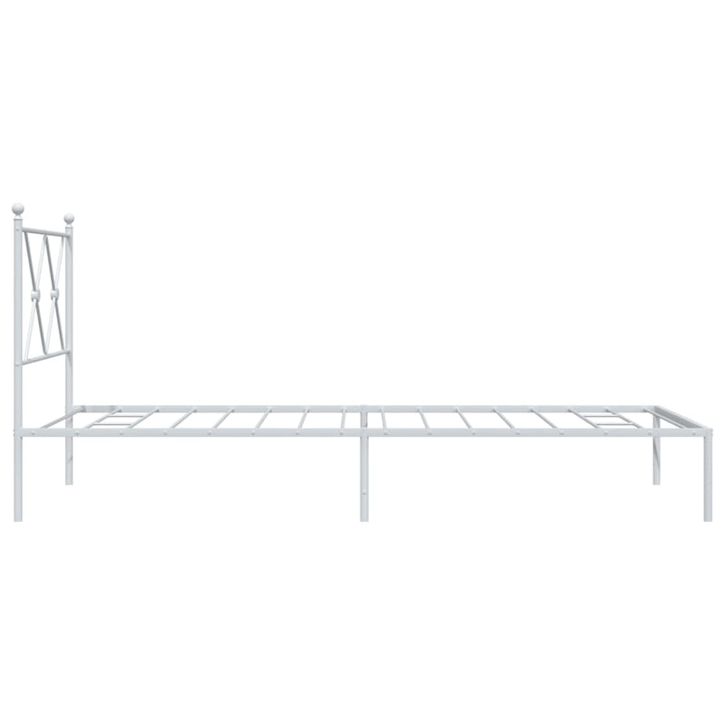 Metal Bed Frame with Headboard White 90x190 cm