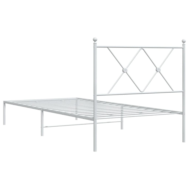 Metal Bed Frame with Headboard White 90x190 cm