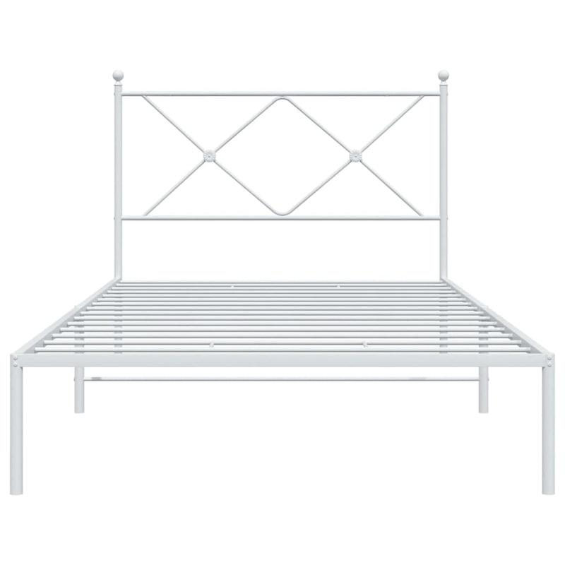 Metal Bed Frame with Headboard White 106x203 cm King Single Size