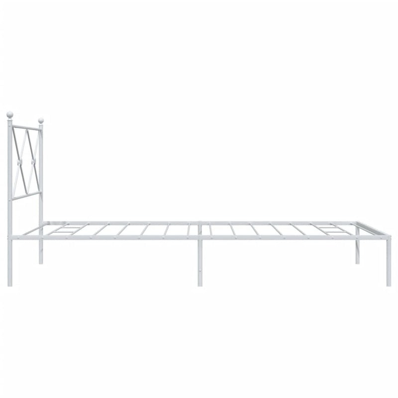 Metal Bed Frame with Headboard White 106x203 cm King Single Size