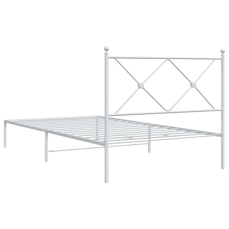 Metal Bed Frame with Headboard White 106x203 cm King Single Size