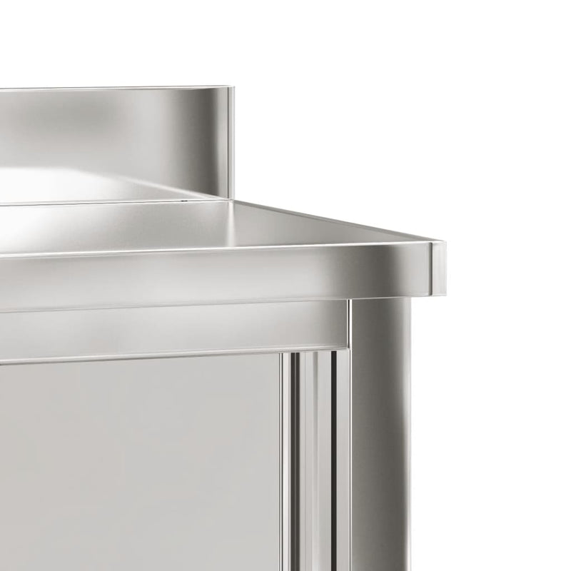 vidaXL Kitchen Work Table with Sliding Doors Stainless Steel