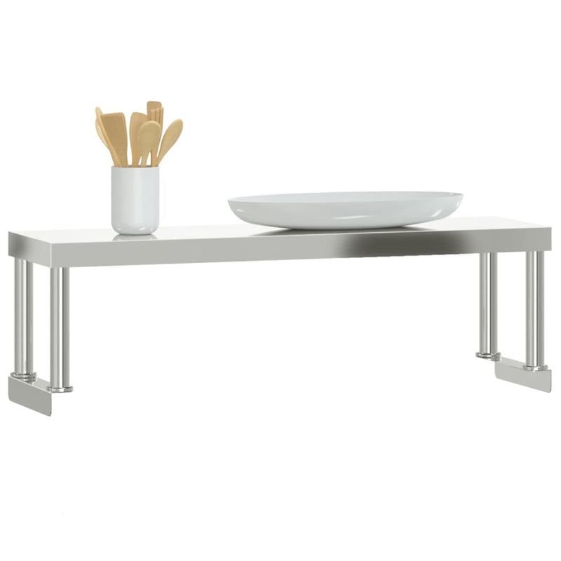 vidaXL Work Table Overshelf 110x30x35 cm Stainless Steel