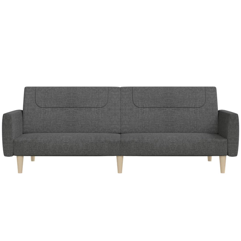 2-Seater Sofa Bed Dark Grey Fabric