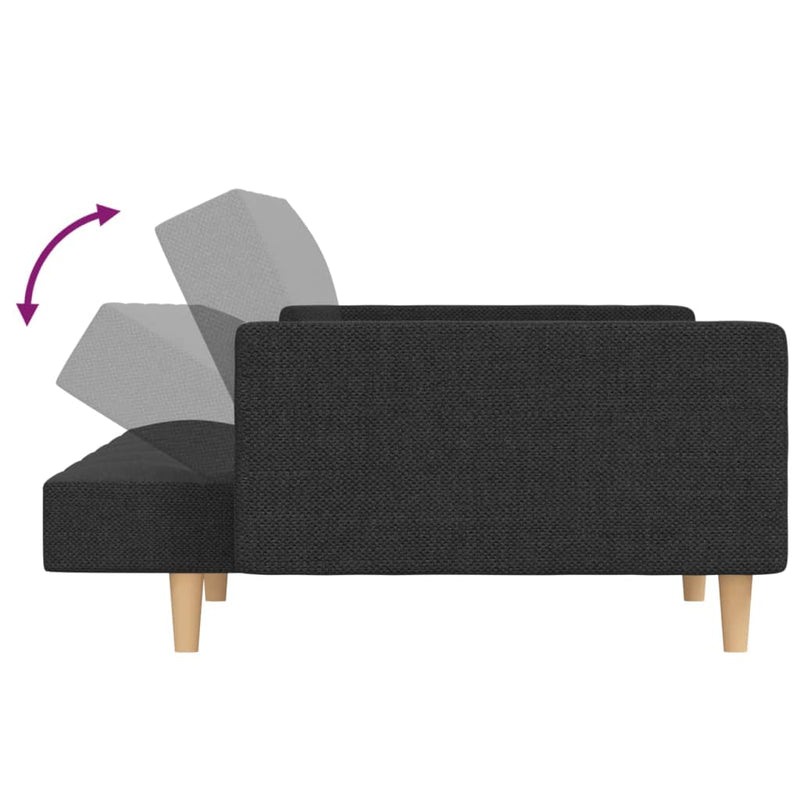 2-Seater Sofa Bed with Two Pillows Dark Grey Fabric