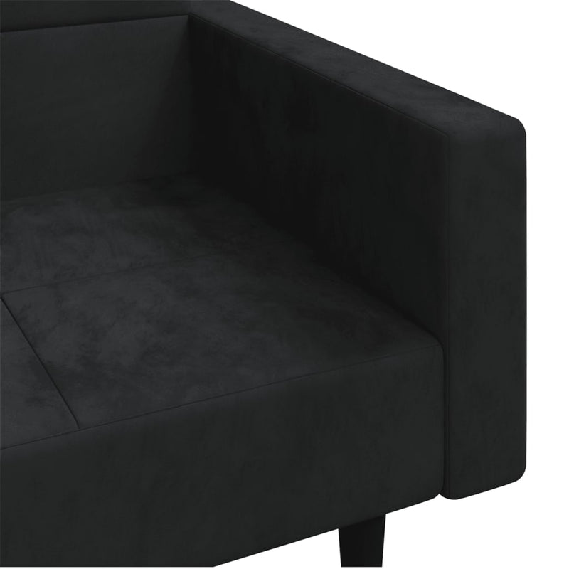 2-Seater Sofa Bed with Two Pillows Black Velvet