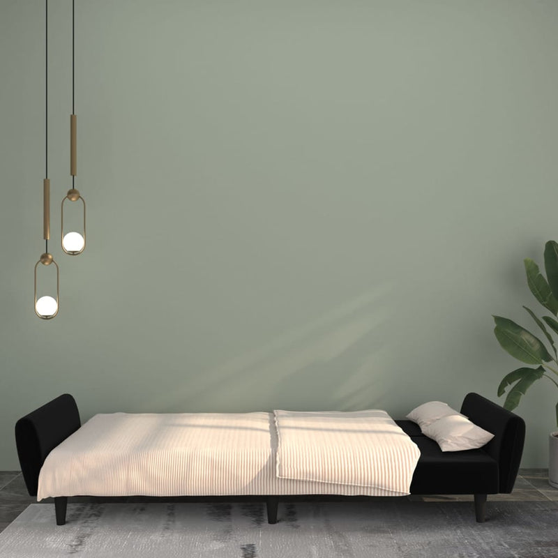 vidaXL 2-Seater Sofa Bed Black Velvet
