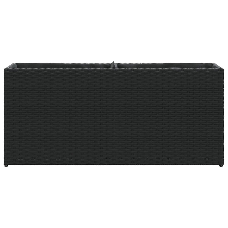 Garden Planter with 2 Pots Black 90x20x40 cm Poly Rattan