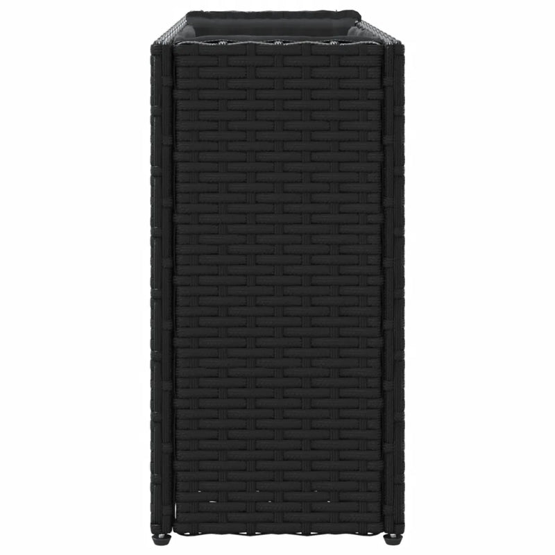 Garden Planter with 2 Pots Black 90x20x40 cm Poly Rattan