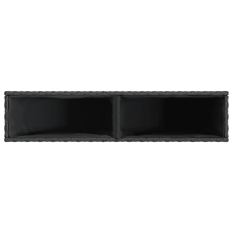 Garden Planter with 2 Pots Black 90x20x40 cm Poly Rattan