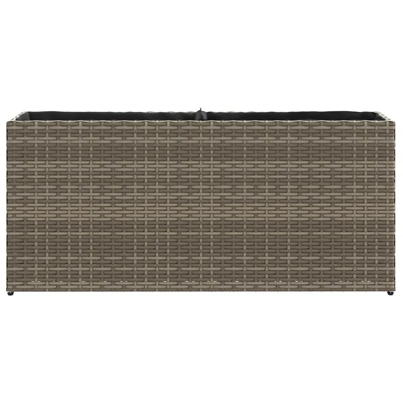Garden Planter with 2 Pots Grey 90x20x40 cm Poly Rattan