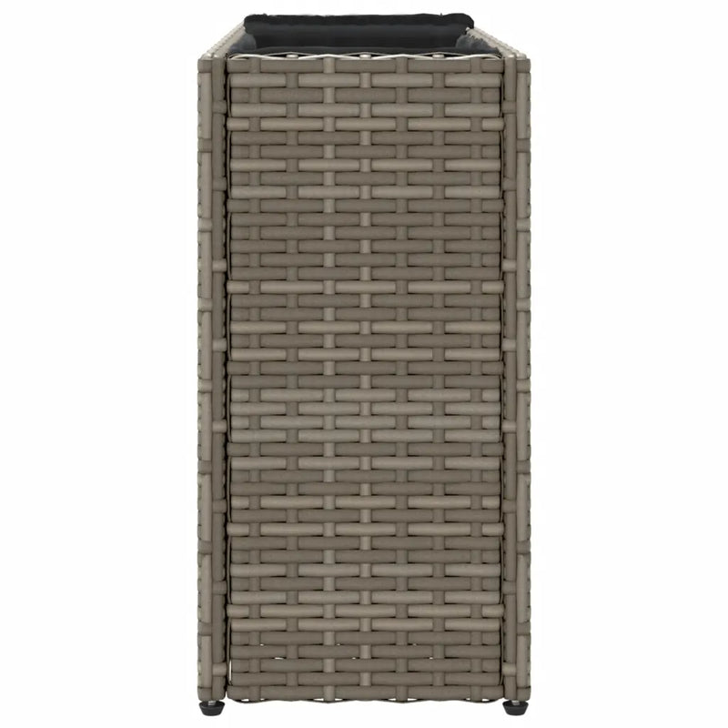 Garden Planter with 2 Pots Grey 90x20x40 cm Poly Rattan
