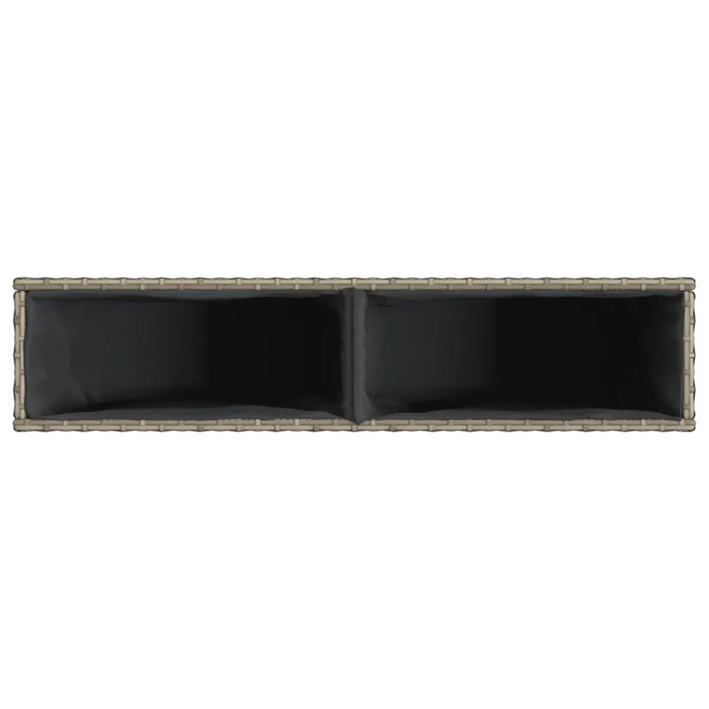 Garden Planter with 2 Pots Grey 90x20x40 cm Poly Rattan
