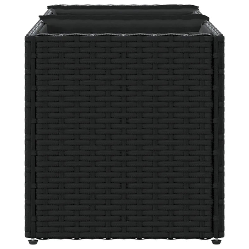 Garden Planter with 3 Pots Black 105x30x32 cm Poly Rattan