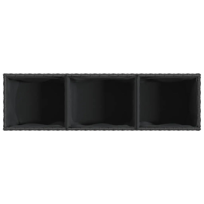 Garden Planter with 3 Pots Black 105x30x32 cm Poly Rattan