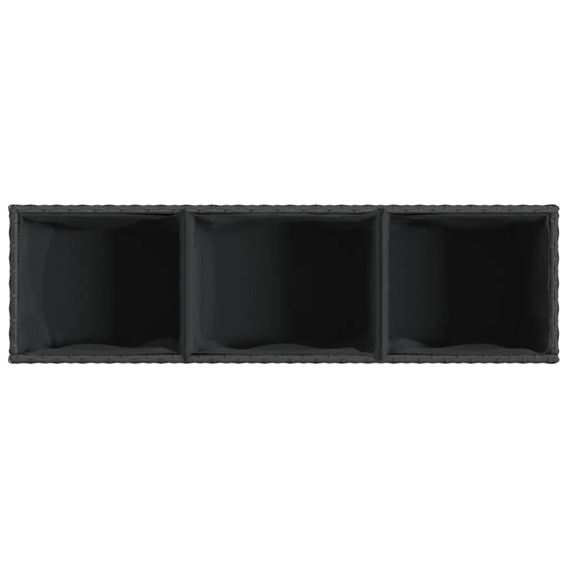 Garden Planter with Wheels and 3 Pots Black 107x32x38 cm Poly Rattan