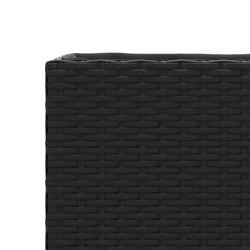 Garden Planter with Wheels and 3 Pots Black 107x32x38 cm Poly Rattan