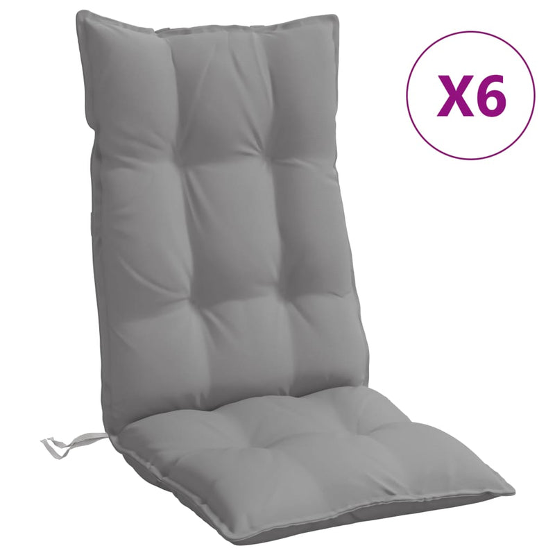 vidaXL Highback Chair Cushions 6 pcs Grey Oxford Fabric