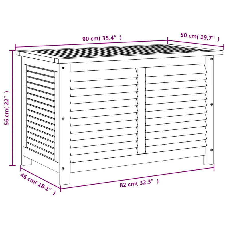 Garden Storage Box with Louver 90x50x56 cm Solid Wood Acacia