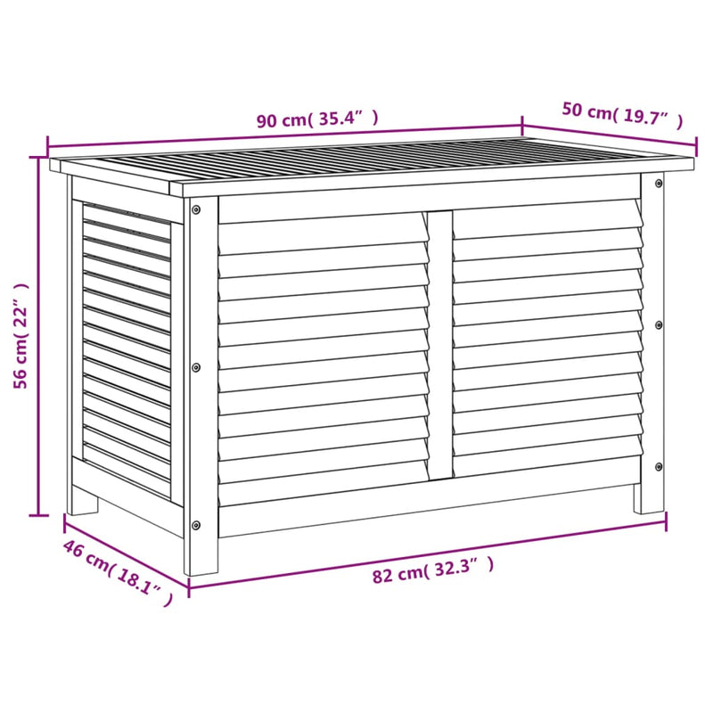 Garden Storage Box with Louver 90x50x56 cm Solid Wood Acacia