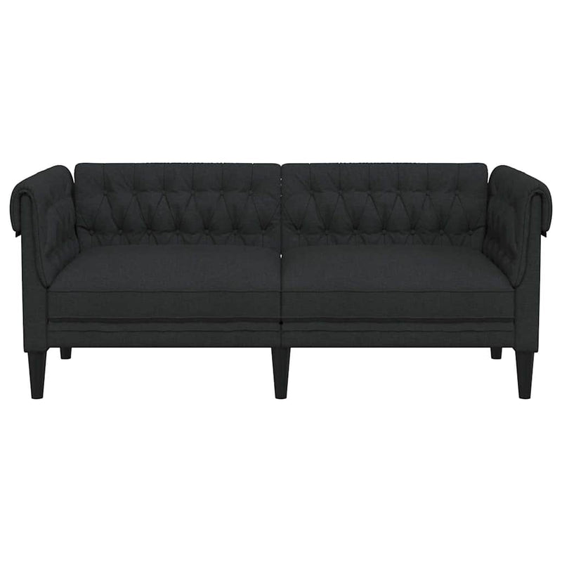 vidaXL Chesterfield Sofa 2-Seater Black Fabric