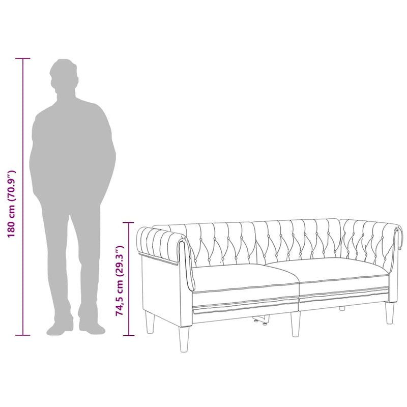 vidaXL Chesterfield Sofa 2-Seater Black Fabric
