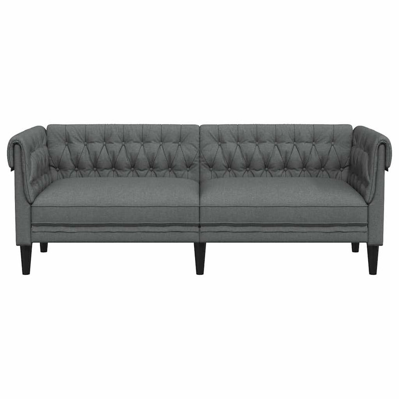 vidaXL Chesterfield Sofa 3-Seater Dark Grey Fabric
