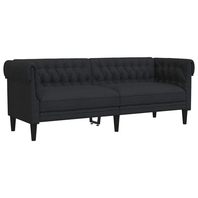 vidaXL Chesterfield Sofa 3-Seater Black Fabric