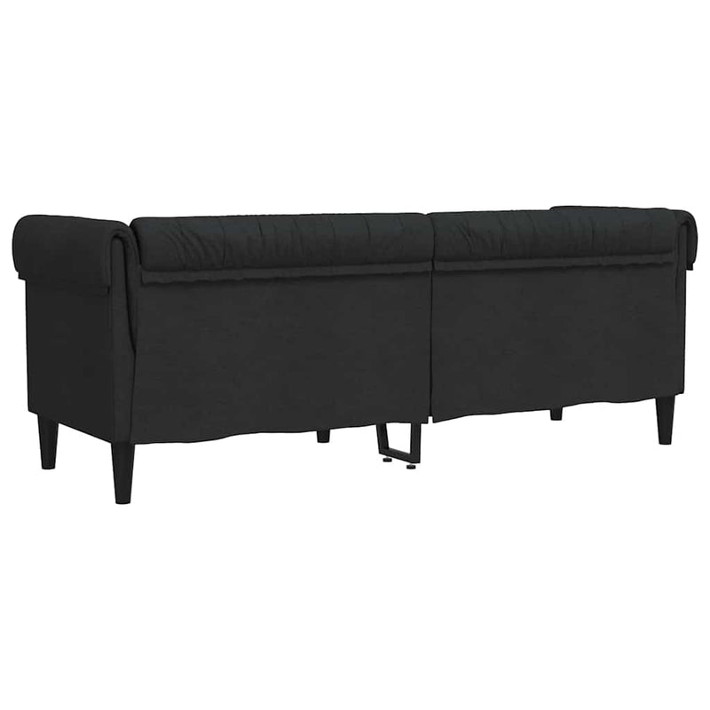 vidaXL Chesterfield Sofa 3-Seater Black Fabric
