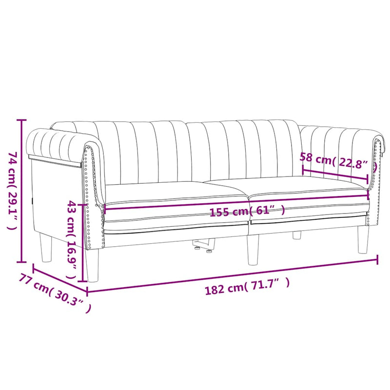 vidaXL Sofa 2-Seater Dark Grey Velvet