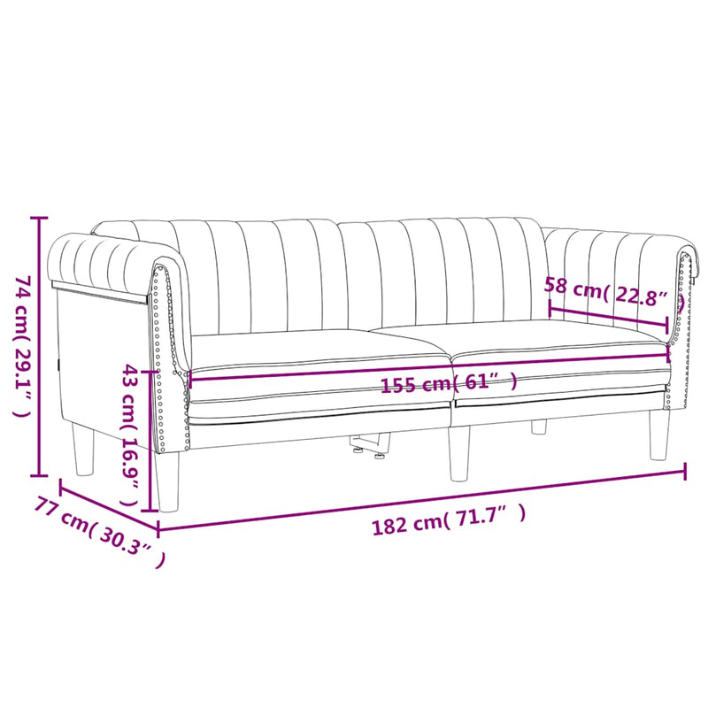 vidaXL Sofa 2-Seater Black Velvet