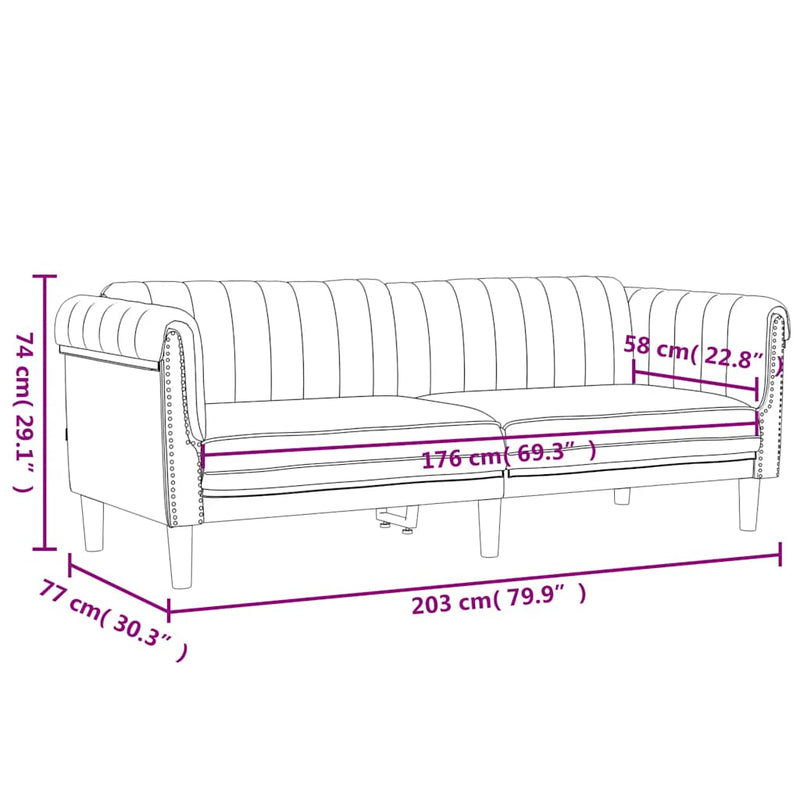 vidaXL Sofa 3-Seater Dark Grey Velvet