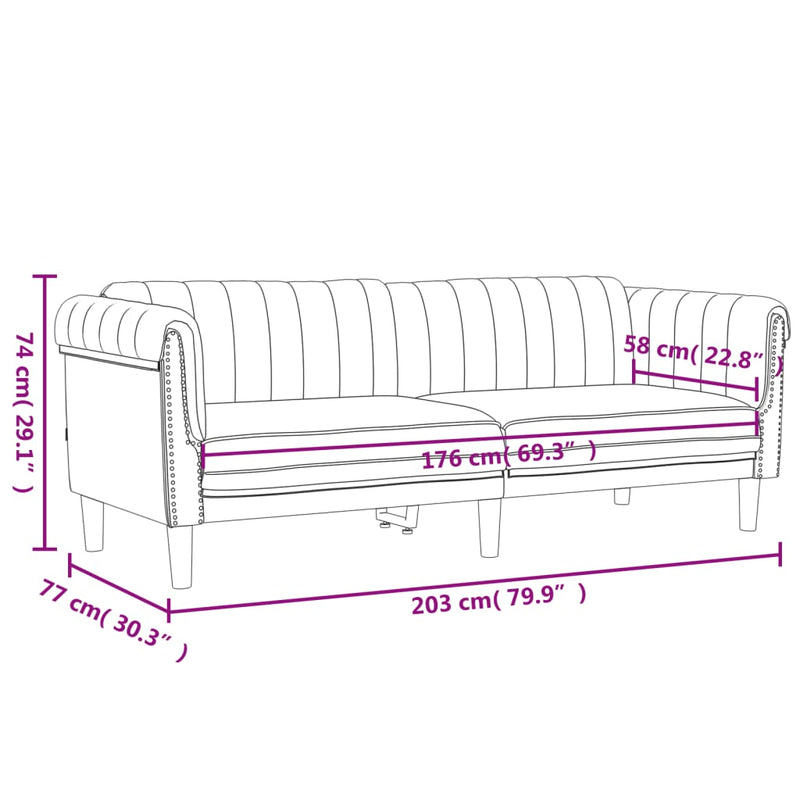 Sofa 3-Seater Black Velvet