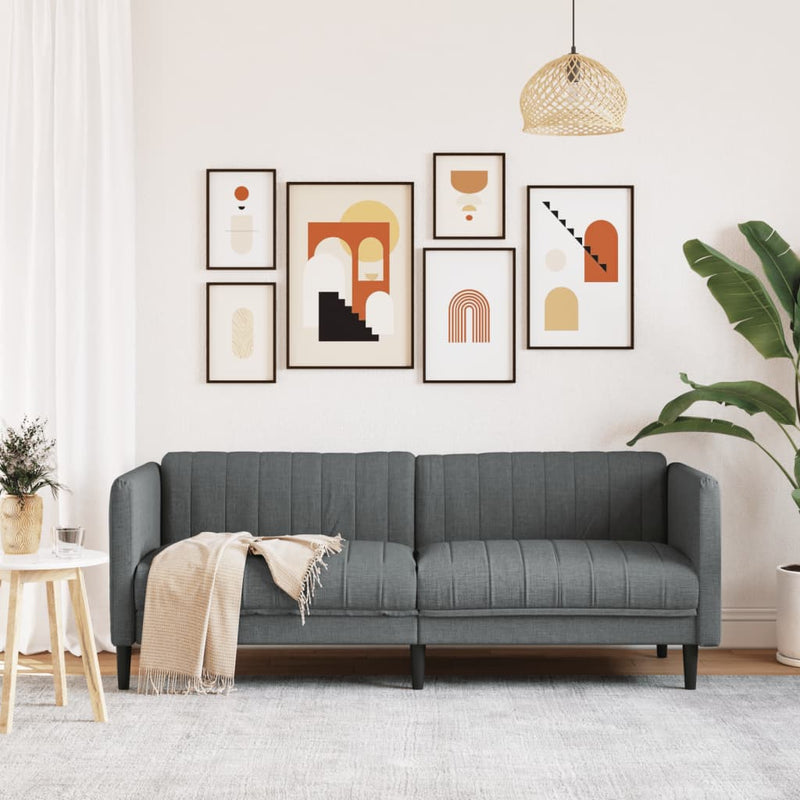 vidaXL Sofa 3-Seater Dark Grey Fabric