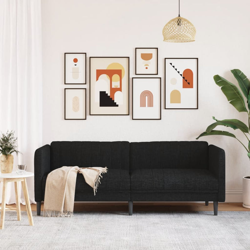 vidaXL Sofa 3-Seater Black Fabric