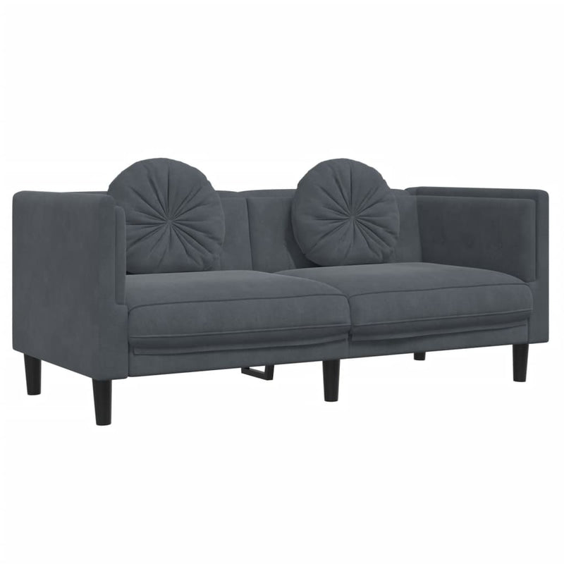 Sofa with Cushions 2-Seater Dark Grey Velvet