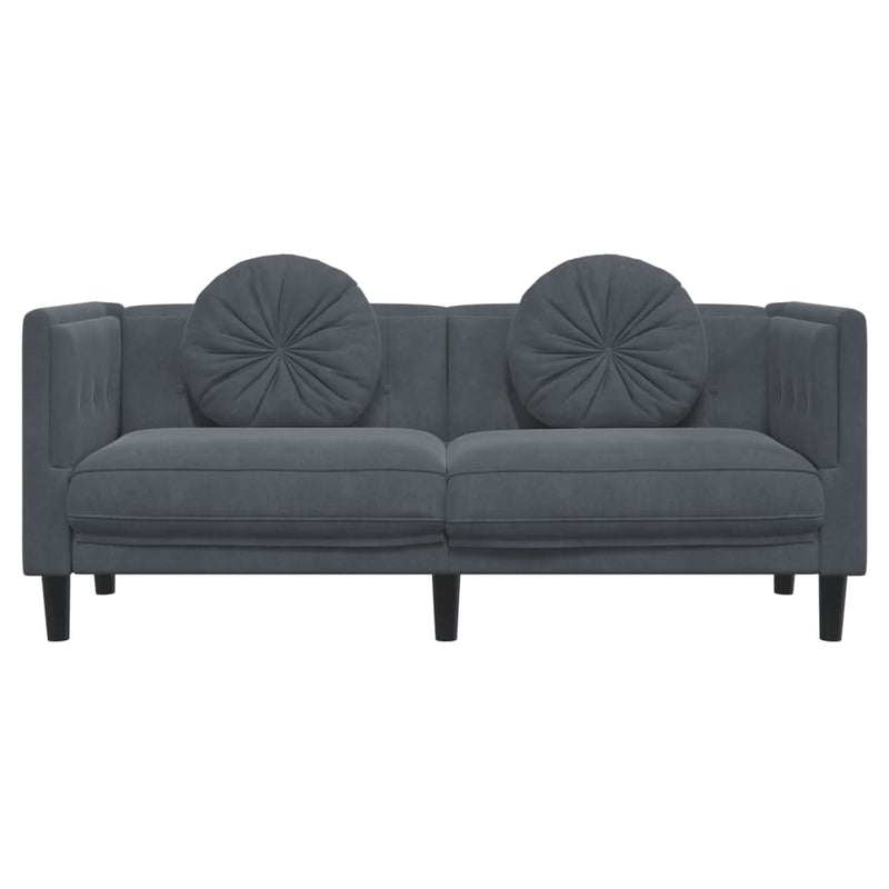 Sofa with Cushions 2-Seater Dark Grey Velvet