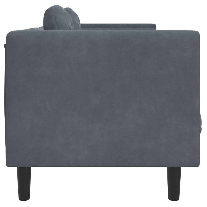 Sofa with Cushions 2-Seater Dark Grey Velvet